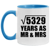 73rd Anniversary Square Root of 5329 Years As Mr & Mrs - 11oz Accent Mug Blue