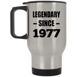 47th Birthday Legendary Since 1977 - Silver Travel Mug