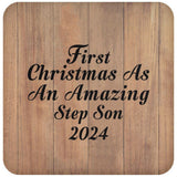 First Christmas As An Amazing Step Son 2024 - Drink Coaster C