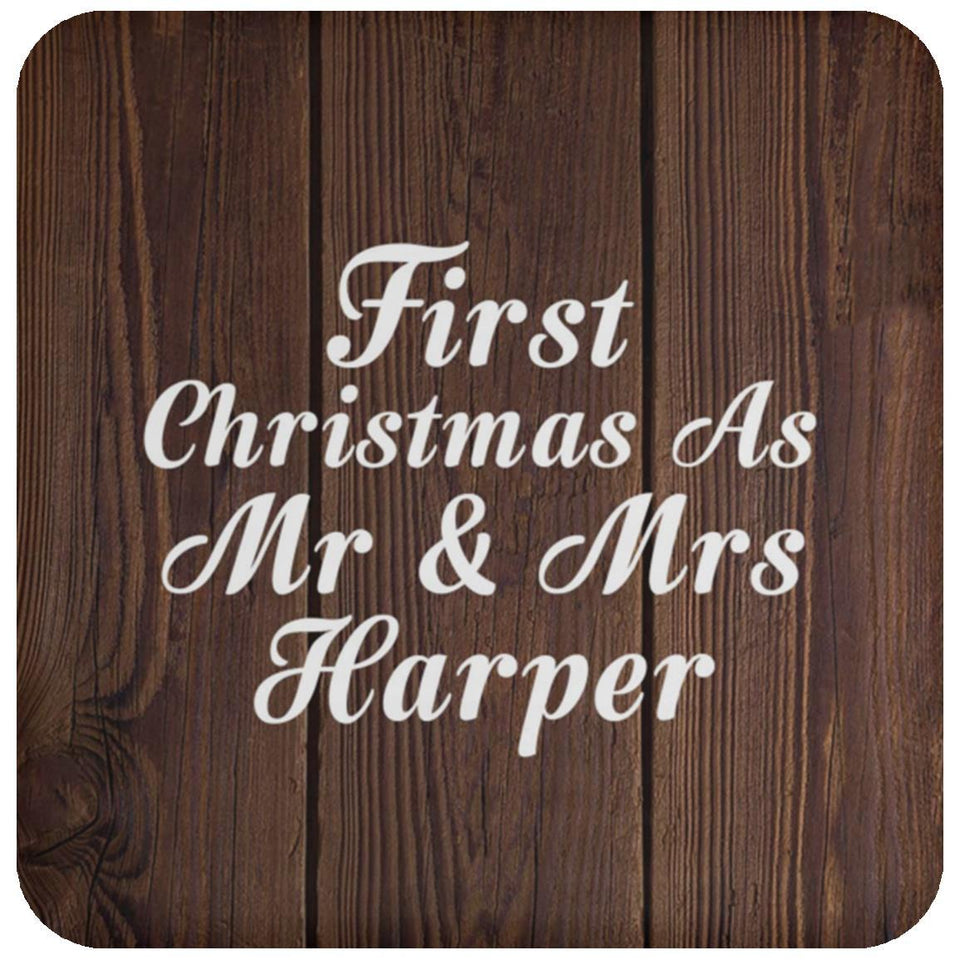 First Christmas As Mr & Mrs Harper - Drink Coaster D
