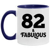 82nd Birthday 82 & Fabulous - 11oz Accent Mug Purple
