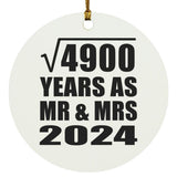 70th Anniversary Square Root of 4900 Years As Mr & Mrs 2024 - Circle Ornament