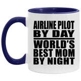 Airline Pilot By Day World's Best Mom By Night - 11oz Accent Mug Purple