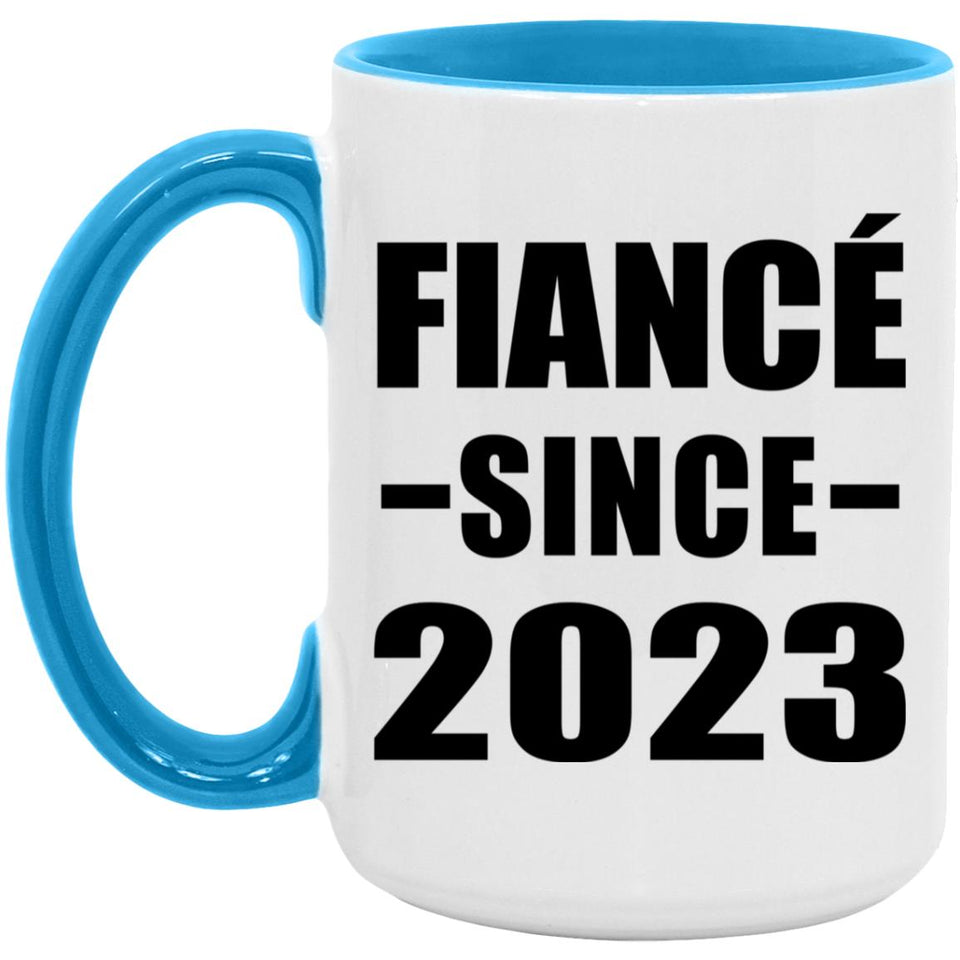 Fiance Since 2023 - 15oz Accent Mug Blue