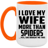 I Love My Wife More Than Spiders - 15oz Accent Mug Orange