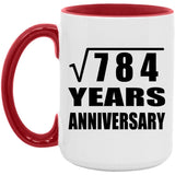 28th Anniversary Square Root of 784 Years Anniversary - 15oz Accent Mug Red