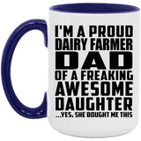 Proud Dairy Farmer Dad Of Awesome Daughter - 15oz Accent Mug Purple
