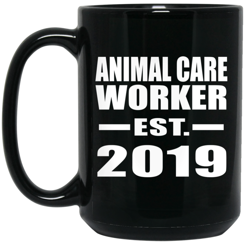 Animal Care Worker Established EST. 2019 - 15oz Coffee Mug Black