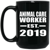 Animal Care Worker Established EST. 2019 - 15oz Coffee Mug Black