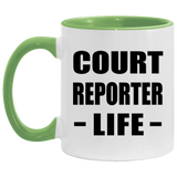Court Reporter Life - 11oz Accent Mug Green