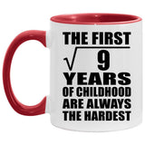 3rd Birthday Square Root of 9 Years of Childhood - 11oz Accent Mug Red