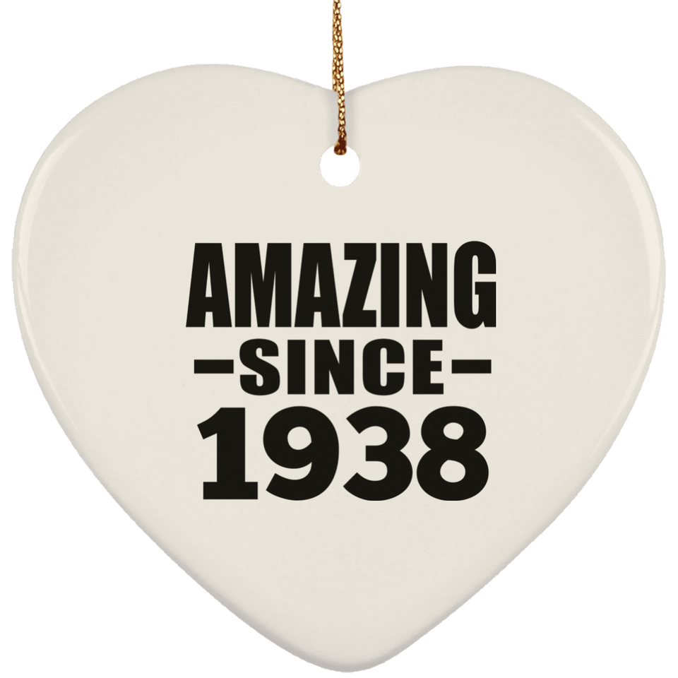 86th Birthday Amazing Since 1938 - Heart Ornament