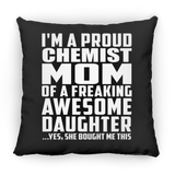 Proud Chemist Mom Of Awesome Daughter - Throw Pillow Black