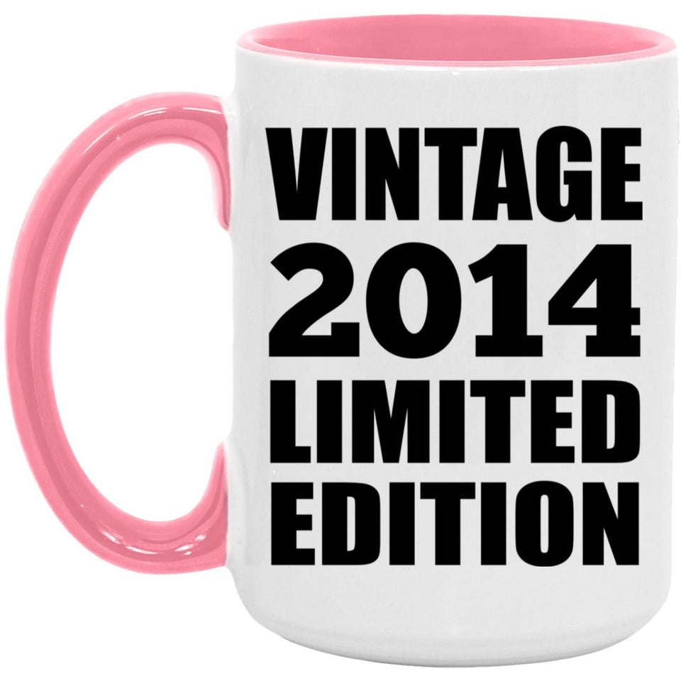 10th Birthday Vintage 2014 Limited Edition - 15oz Accent Mug Pink