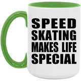 Speed Skating Makes Life Special - 15oz Accent Mug Green