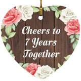 7th Anniversary Cheers To 7 Years Together - Heart Ornament A