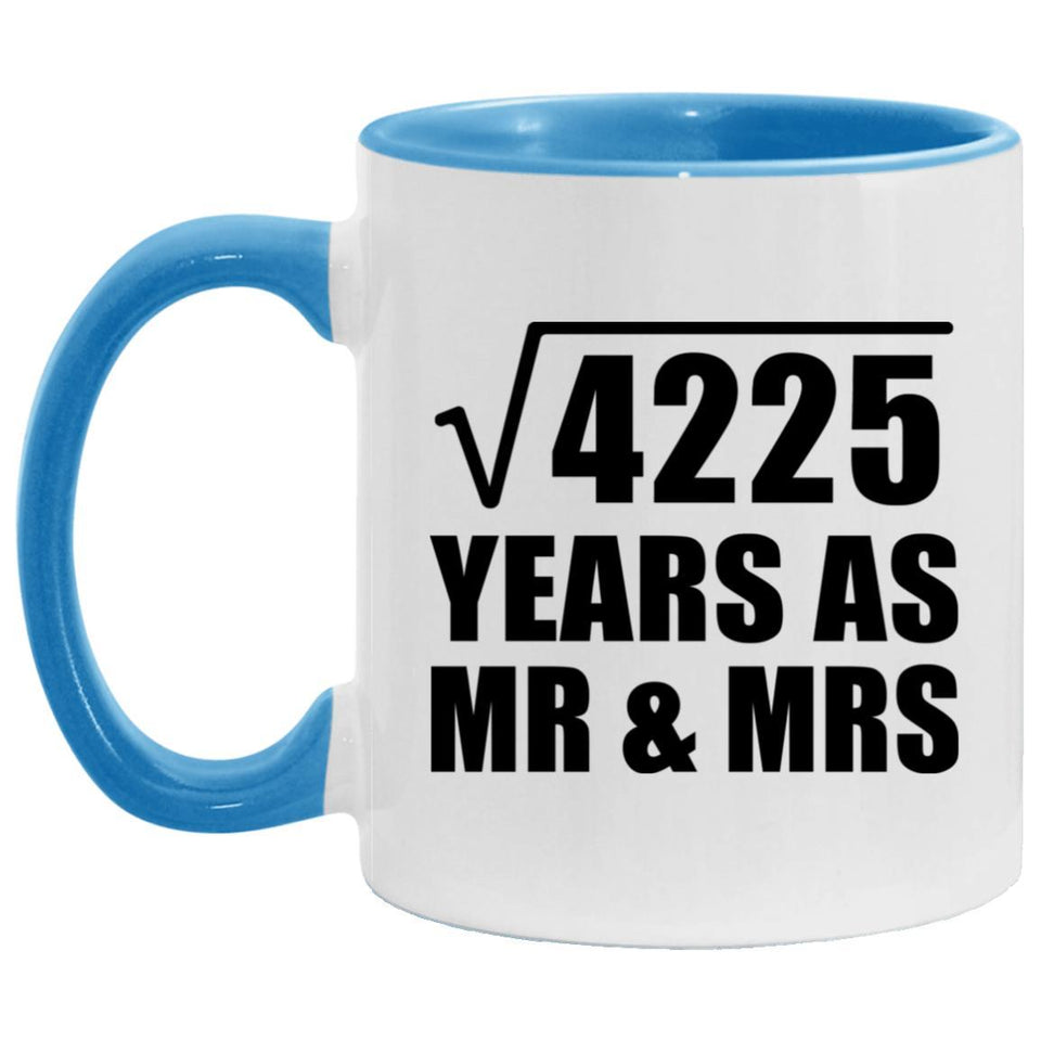 65th Anniversary Square Root of 4225 Years As Mr & Mrs - 11oz Accent Mug Blue