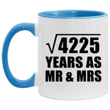 65th Anniversary Square Root of 4225 Years As Mr & Mrs - 11oz Accent Mug Blue