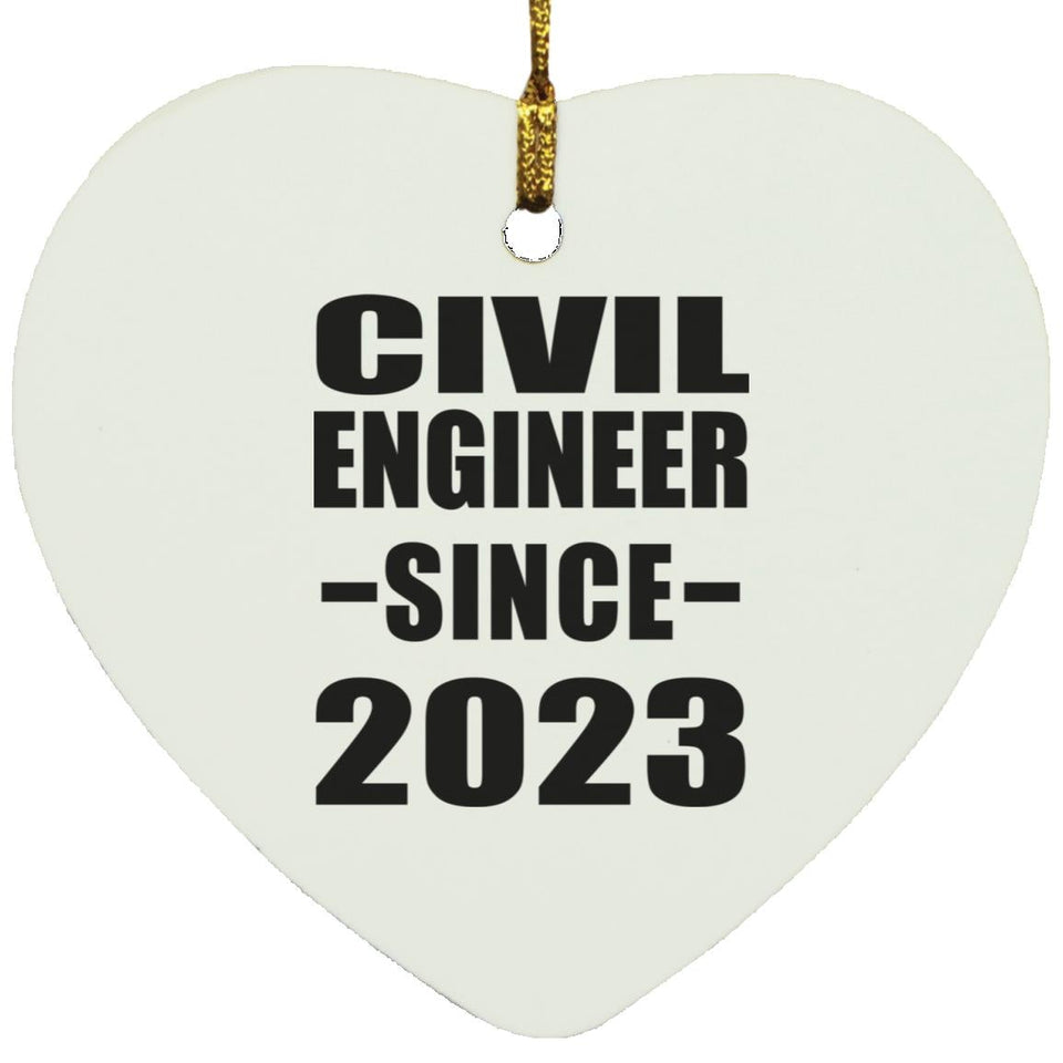 Civil Engineer Since 2023 - Heart Ornament