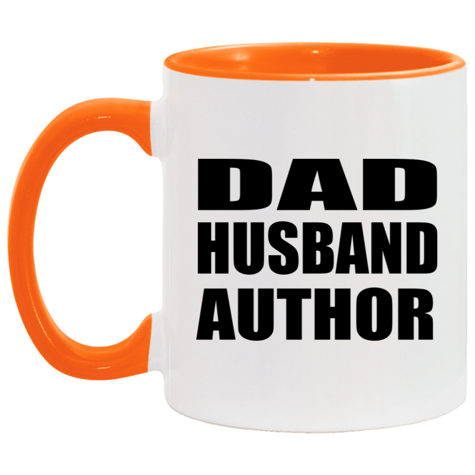 Dad Husband Author - 11oz Accent Mug Orange