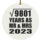 99th Anniversary Square Root of 9801 Years As Mr & Mrs 2023 - Circle Ornament