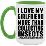 I Love My Girlfriend More Than Collecting Insects - 15oz Accent Mug Green