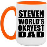 Steven World's Okayest Dad - 15oz Accent Mug Orange