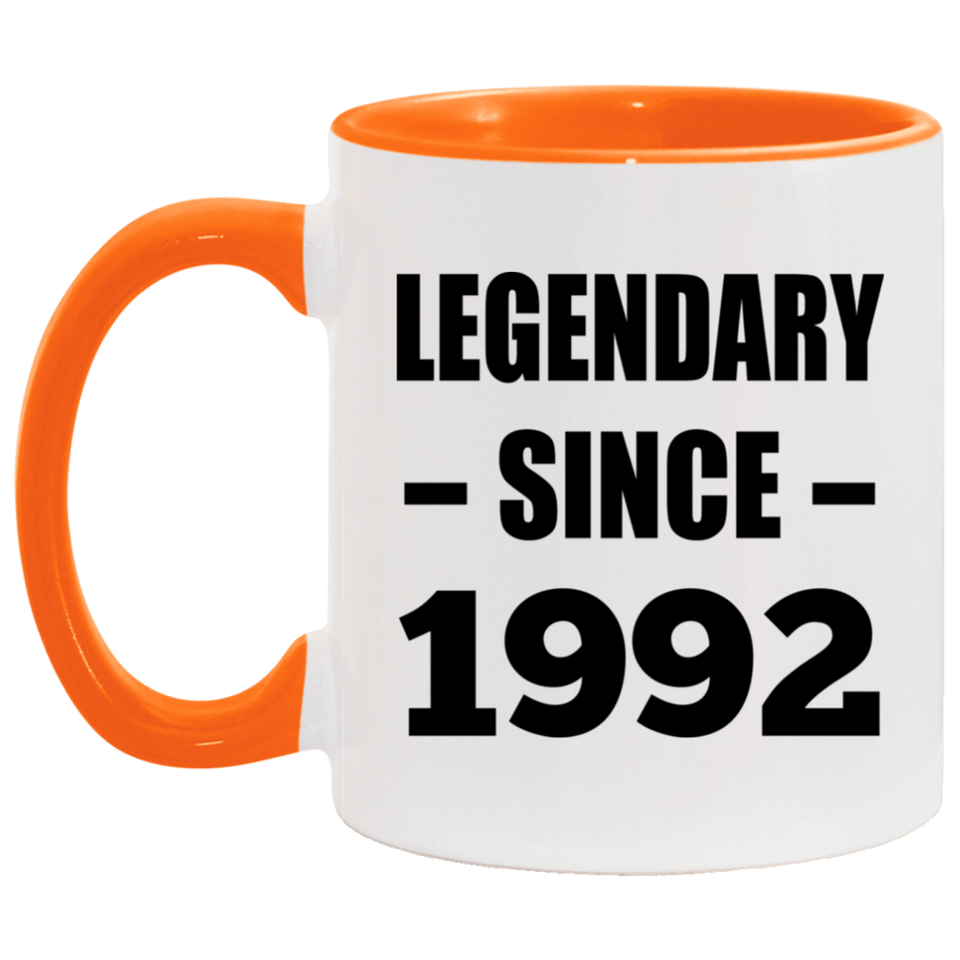 32nd Birthday Legendary Since 1992 - 11oz Accent Mug Orange