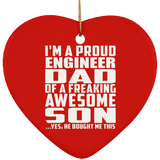 Proud Engineer Dad Of Awesome Son - Heart Ornament