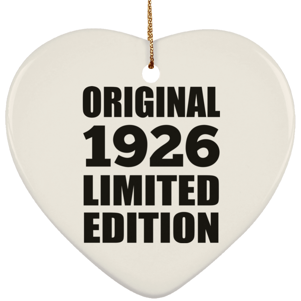 98th Birthday Original 1926 Limited Edition - Heart Ornament