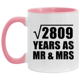 53rd Anniversary Square Root of 2809 Years As Mr & Mrs - 11oz Accent Mug Pink