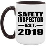 Safety Inspector Established EST. 2019 - 15oz Accent Mug Black
