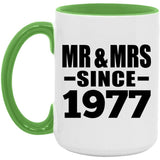 47th Anniversary Mr & Mrs Since 1977 - 15oz Accent Mug Green