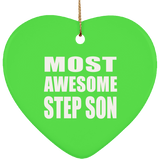 Most Awesome Step Son - Heart Ornament