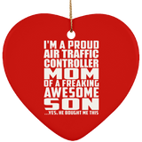 Proud Air Traffic Controller Mom Of Awesome Son - Heart Ornament