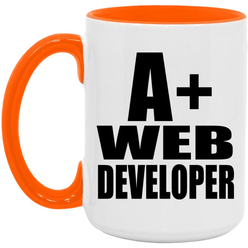 A+ Web Developer - 15oz Accent Mug Orange