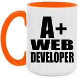 A+ Web Developer - 15oz Accent Mug Orange