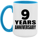 9th Anniversary 9 Years - 15oz Accent Mug Blue