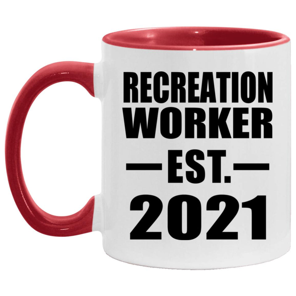 Recreation Worker Established EST. 2021 - 11oz Accent Mug Red