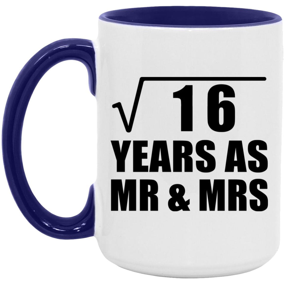 4th Anniversary Square Root of 16 Years As Mr & Mrs - 15oz Accent Mug Purple