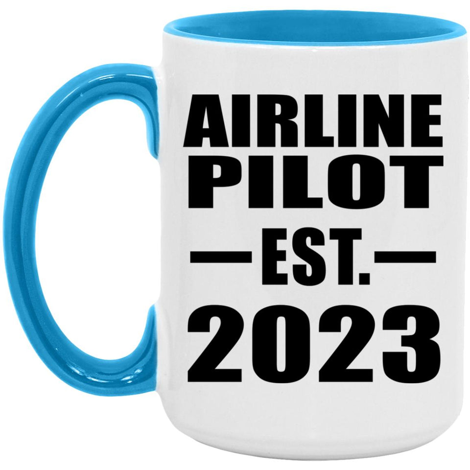 Airline Pilot Established EST. 2023 - 15oz Accent Mug Blue
