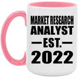 Market Research Analyst Established EST. 2022 - 15oz Accent Mug Pink