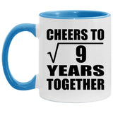 3rd Anniversary Cheers To Square Root of 9 Years Together - 11oz Accent Mug Blue