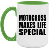 Motocross Makes Life Special - 15oz Accent Mug Green