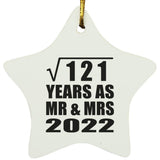11th Anniversary Square Root of 121 Years As Mr & Mrs 2022 - Star Ornament