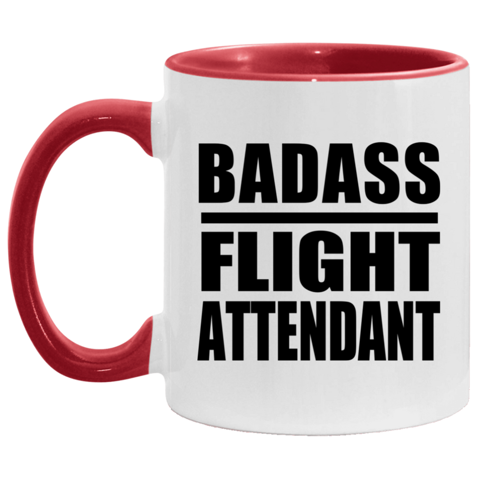 Badass Flight Attendant - 11oz Accent Mug Red