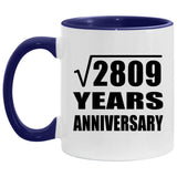 53rd Anniversary Square Root of 2809 Years Anniversary - 11oz Accent Mug Purple