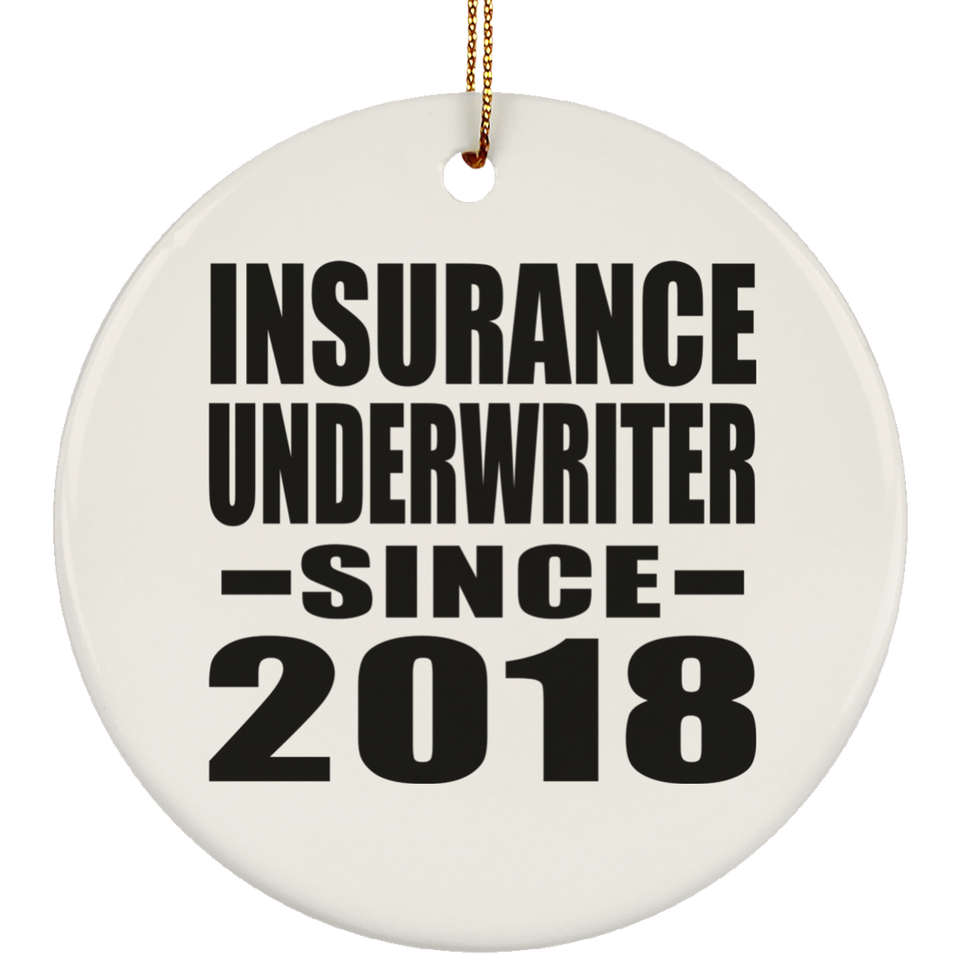 Insurance Underwriter Since 2018 - Circle Ornament