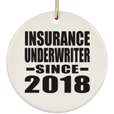 Insurance Underwriter Since 2018 - Circle Ornament