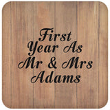 First Year As Mr & Mrs Adams - Drink Coaster C